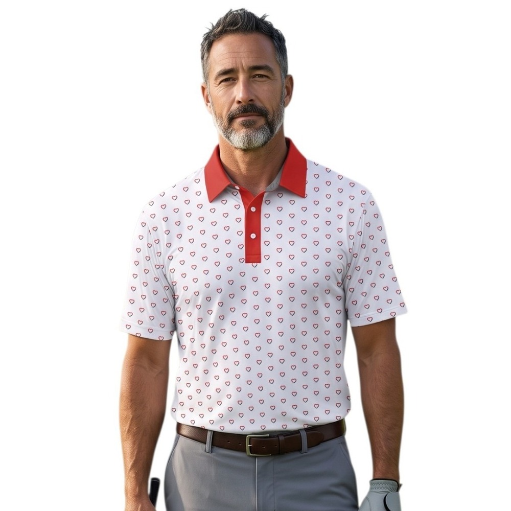 Rhino Golf Performance Heart Polo Mens size XL Preppy Casual Active Resortwear